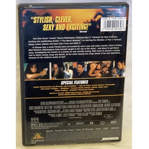 Out of Time (DVD, 2004) Special Edition Denzel Washington Eva Mendes Dean Cain - Picture 2 of 6
